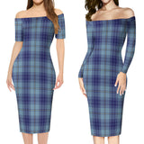 Clan Traynor Tartan Off Shoulder Lady Dress VD131