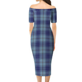 Clan Traynor Tartan Off Shoulder Lady Dress VD131