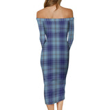 Clan Traynor Tartan Off Shoulder Lady Dress VD131