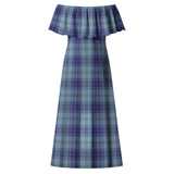 Clan Traynor Tartan Off Shoulder Long Dress VL1138