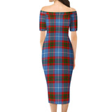 Clan Trotter Tartan Off Shoulder Lady Dress VD130