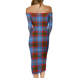 Clan Trotter Tartan Off Shoulder Lady Dress VD130