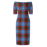 Clan Trotter Tartan Off Shoulder Lady Dress VD130