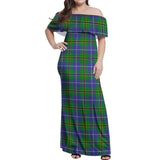 Clan Turnbull Hunting Tartan Off Shoulder Long Dress VL1141