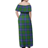 Clan Turnbull Hunting Tartan Off Shoulder Long Dress VL1141