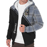 Clan Tweedie Crest Tartan Sherpa Hoodie Curve Style CE52