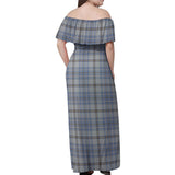 Clan Tweedie Tartan Off Shoulder Long Dress VL1142