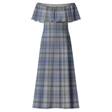 Clan Tweedie Tartan Off Shoulder Long Dress VL1142