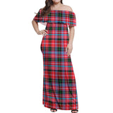 Clan Udny Tartan Off Shoulder Long Dress VL1144