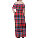 Clan Udny Tartan Off Shoulder Long Dress VL1144