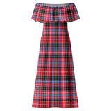 Clan Udny Tartan Off Shoulder Long Dress VL1144