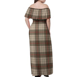 Clan Ulster Brown Modern Tartan Off Shoulder Long Dress VL1145