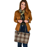 Clan Ulster Brown Modern Tartan Leather Tote Bag MT55