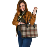 Clan Ulster Brown Modern Tartan Leather Tote Bag MT55