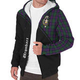 Clan Urquhart Crest Tartan Sherpa Hoodie Curve Style CE48