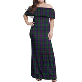 Clan Urquhart Tartan Off Shoulder Long Dress VL1148