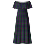 Clan Urquhart Tartan Off Shoulder Long Dress VL1148