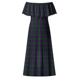 Clan Urquhart Tartan Off Shoulder Long Dress VL1148