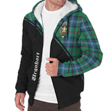 Clan Urquhart Ancient Crest Tartan Sherpa Hoodie Curve Style CE50