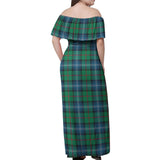 Clan Urquhart Ancient Tartan Off Shoulder Long Dress VL1146