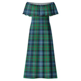 Clan Urquhart Ancient Tartan Off Shoulder Long Dress VL1146