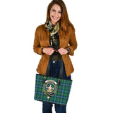 Clan Urquhart Ancient Crest Tartan Leather Tote Bag MT1244