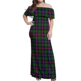 Clan Urquhart Modern Tartan Off Shoulder Long Dress VL1147