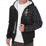 Clan Urquhart Modern Crest Tartan Sherpa Hoodie Curve Style CE49