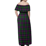 Clan Urquhart Modern Tartan Off Shoulder Long Dress VL1147