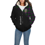 Clan Urquhart Modern Crest Tartan Sherpa Hoodie Curve Style CE49