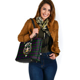 Clan Urquhart Modern Crest Tartan Leather Tote Bag MT1243