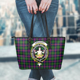 Clan Urquhart Modern Crest Tartan Leather Tote Bag MT1243