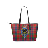 Clan Waddell (Fife), Greg Crest Tartan Leather Tote Bag MT1241