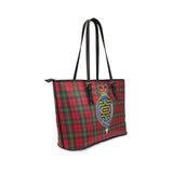 Clan Waddell (Fife), Greg Crest Tartan Leather Tote Bag MT1241