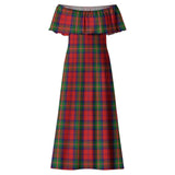 Clan Waddell (Fife), Greg Tartan Off Shoulder Long Dress VL1150