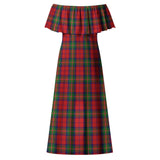 Clan Waddell (Fife), Greg Tartan Off Shoulder Long Dress VL1150