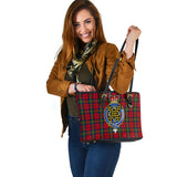 Clan Waddell (Fife), Greg Crest Tartan Leather Tote Bag MT1241