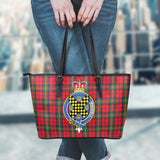 Clan Waddell (Fife), Greg Crest Tartan Leather Tote Bag MT1241