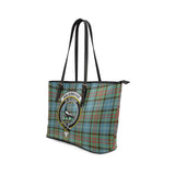 Clan Walkinshaw Crest Tartan Leather Tote Bag MT1240