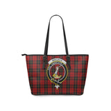 Clan Wallace Crest Tartan Leather Tote Bag MT1234