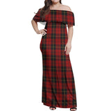 Clan Wallace Tartan Off Shoulder Long Dress VL1158