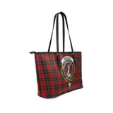 Clan Wallace Crest Tartan Leather Tote Bag MT1234