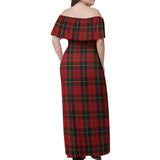 Clan Wallace Tartan Off Shoulder Long Dress VL1158