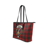 Clan Wallace Crest Tartan Leather Tote Bag MT1234