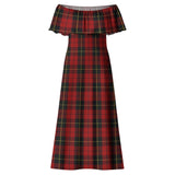 Clan Wallace Tartan Off Shoulder Long Dress VL1158