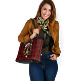 Clan Wallace Crest Tartan Leather Tote Bag MT1234