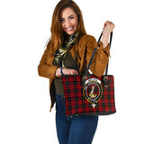 Clan Wallace Crest Tartan Leather Tote Bag MT1234