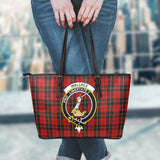 Clan Wallace Crest Tartan Leather Tote Bag MT1234