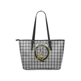 Clan Wallace Dress Crest Tartan Leather Tote Bag MT1239