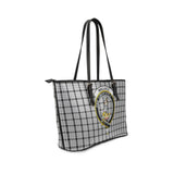 Clan Wallace Dress Crest Tartan Leather Tote Bag MT1239